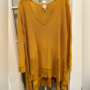 Asymmetrical knit sweater top, size 1X